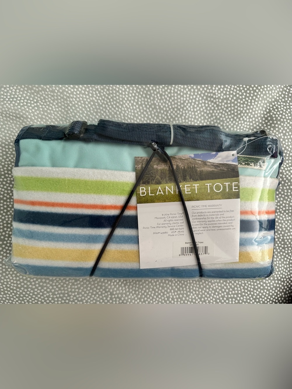 New Picnic Time Multicolored Striped Blanket Tote